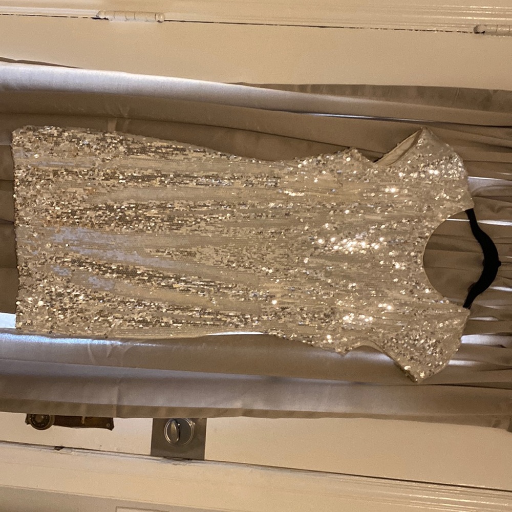 White Sequined Backless Mini - image 1